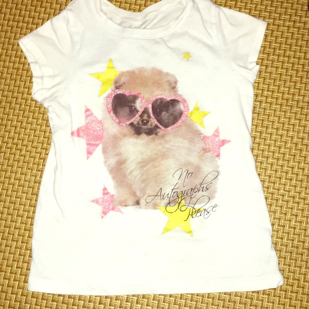 A Youth White  Puppy T-Shirt